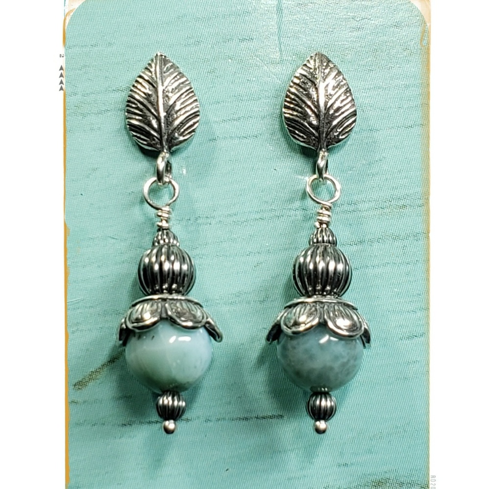 Larimar sterling post earrings
